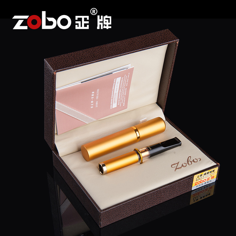 ZOBO正牌商务男士金色经典烟嘴过滤烟嘴可清洗循环型烟嘴七重过滤