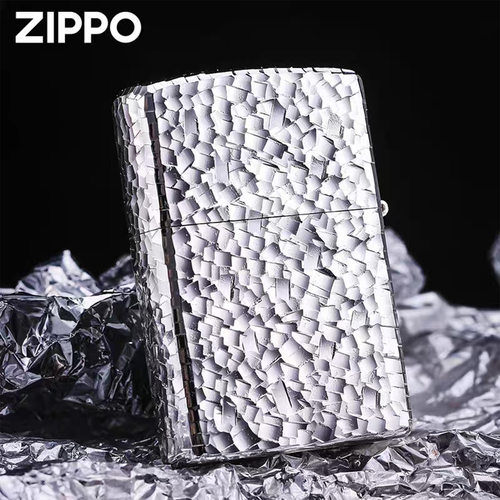 zippo煤油打火机官正品美国芝宝经典银色轻奢数码未来该碎冰冰款