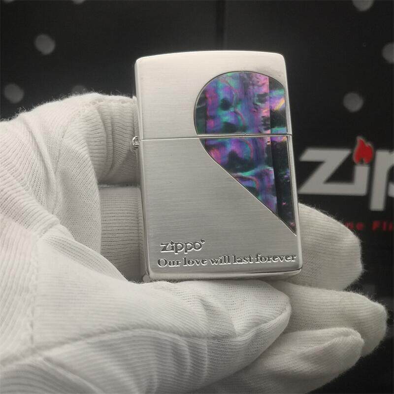 官正品ZIPPO芝宝美国原版防风砂轮煤油打火机永恒的爱情人心蓝贝