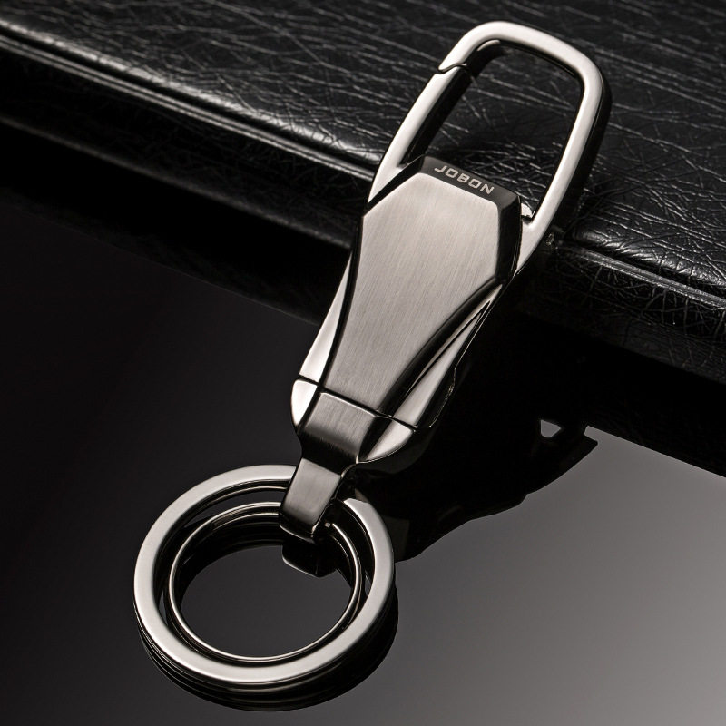 Jobon中邦常规普通简约拉丝面商务汽车钥匙扣圈环男双环玫瑰金色