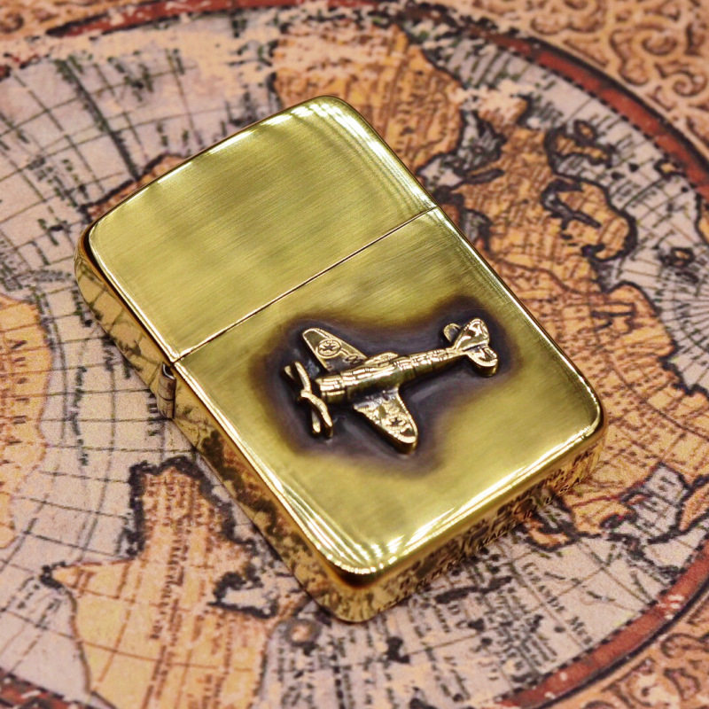 官正品zippo芝宝美国原版防风砂轮煤油打火机1941复古小飞机贴章