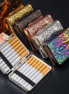 复古金属彩色窄款商务烟盒