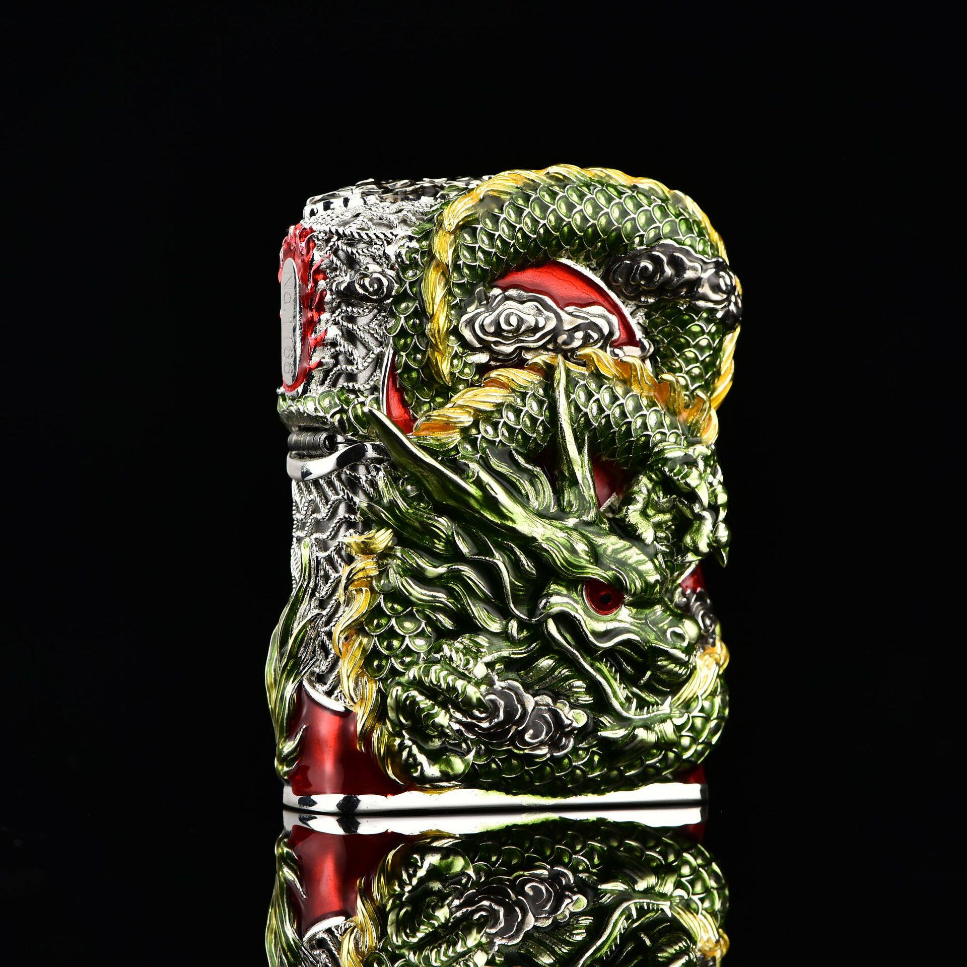 zippo煤油打火机官正品美国芝宝套壳国潮珐琅彩色金银色龙马精神