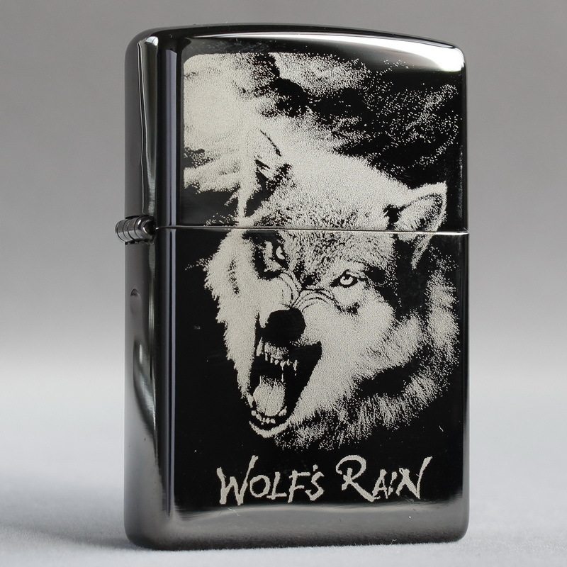 zippo煤油打火机官正品美国芝宝经典款黑冰镜面雕刻狼之怒吼狼牙
