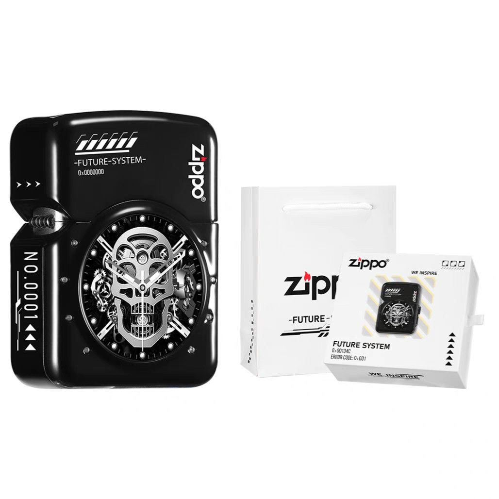 官正品ZIPPO芝宝美国原版防风砂轮煤油打火机黑精灵智能触屏手表