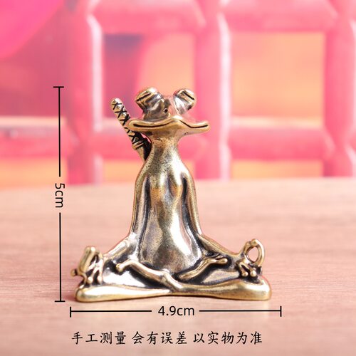 纯黄铜复古法手工匠作旧典藏艺术坐禅背剑青蛙香插摆件茶宠文玩礼