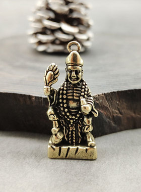 复古典藏国风艺术黄铜摆件古法手工匠作活佛济公雕佛像钥匙扣罗汉