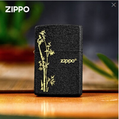 zippo煤油打火机官正品美国芝宝皱纹裂漆黑色磨砂刻竹子节节高升