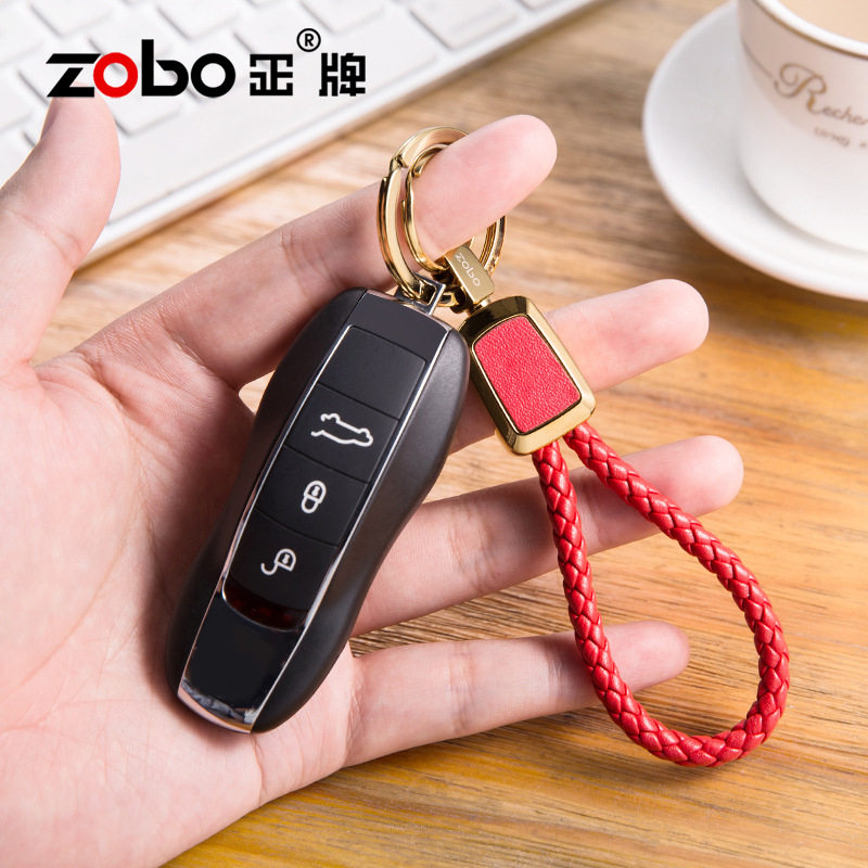 zobo正牌钥匙扣汽车挂件男士彩色编织绳锁匙链女个性钥匙圈环情侣
