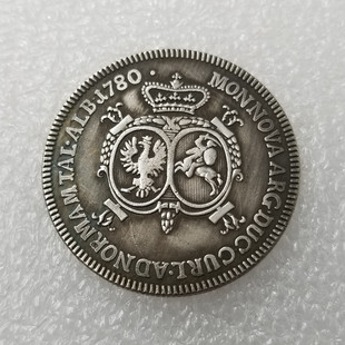 纯手工匠复古法作旧合金复刻道具工艺品1780拉脱维亚镀银元圆硬币
