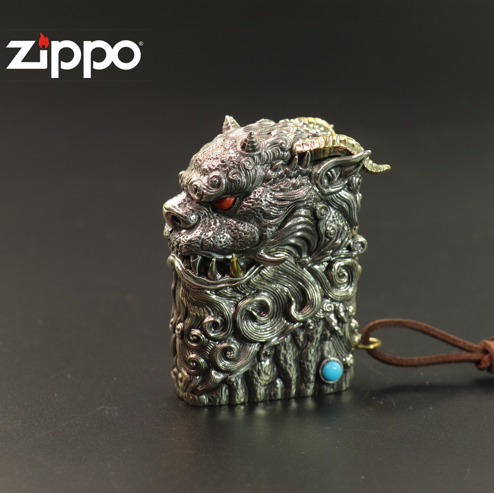 官正品ZIPPO芝宝美国原版防风砂轮煤油打火机浮雕潮饕神兽盔甲