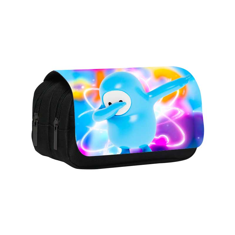 糖豆人卡通小学生文具盒大容量双层铅笔袋幼儿园小朋友帆布铅笔盒
