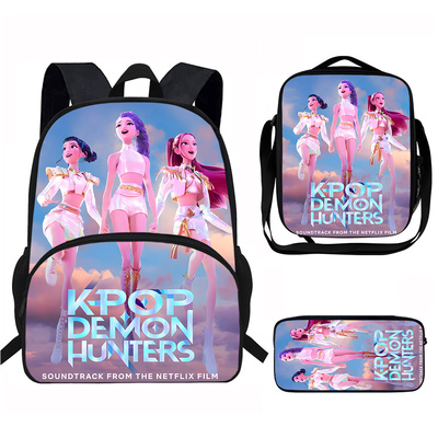 K-POP猎魔女团KPop Demon Hunters学生书包三件套儿童便当包笔盒