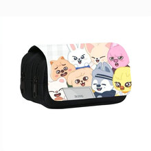 跨境新品Stray Kids skzoo印花双层铅笔袋韩国男团中小学生文具袋