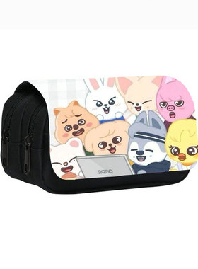 跨境新品Stray Kids skzoo印花双层铅笔袋韩国男团中小学生文具袋