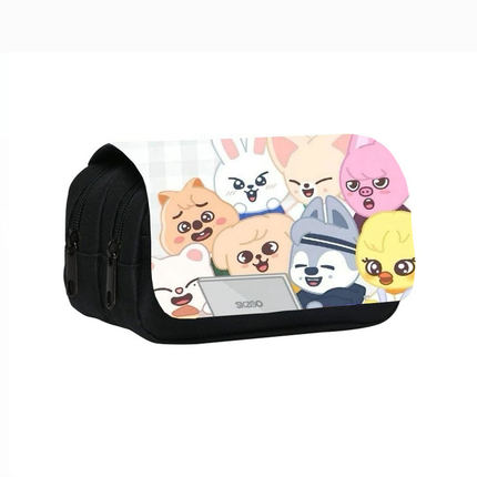 跨境新品Stray Kids skzoo印花双层铅笔袋韩国男团中小学生文具袋