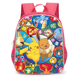 宝可梦幼儿园书包皮卡丘小学生书包卡通周边可爱的粉色女童双肩包