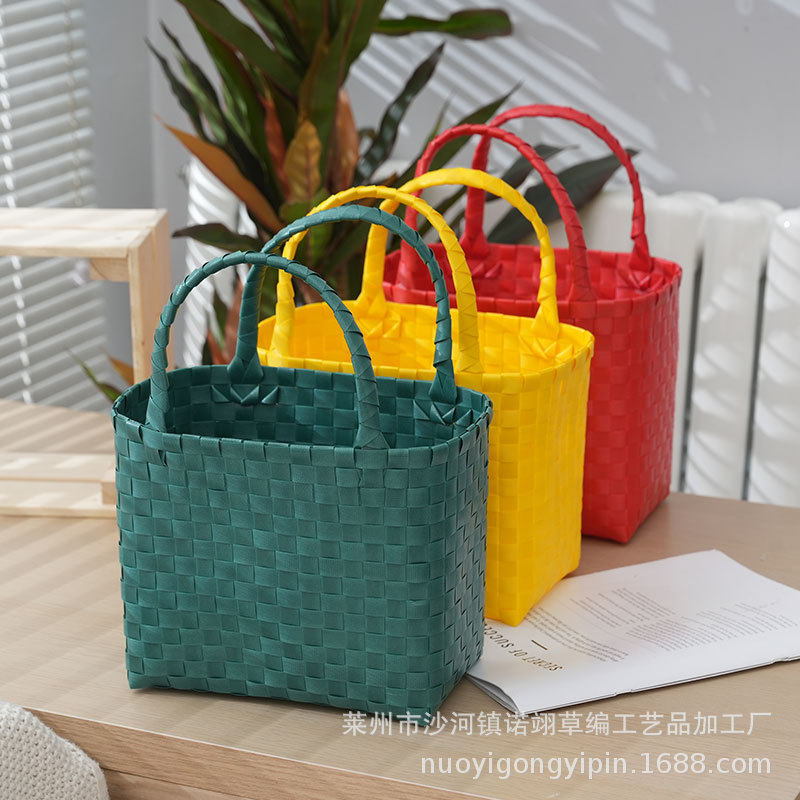 塑料手工编织菜篮手提购物篮