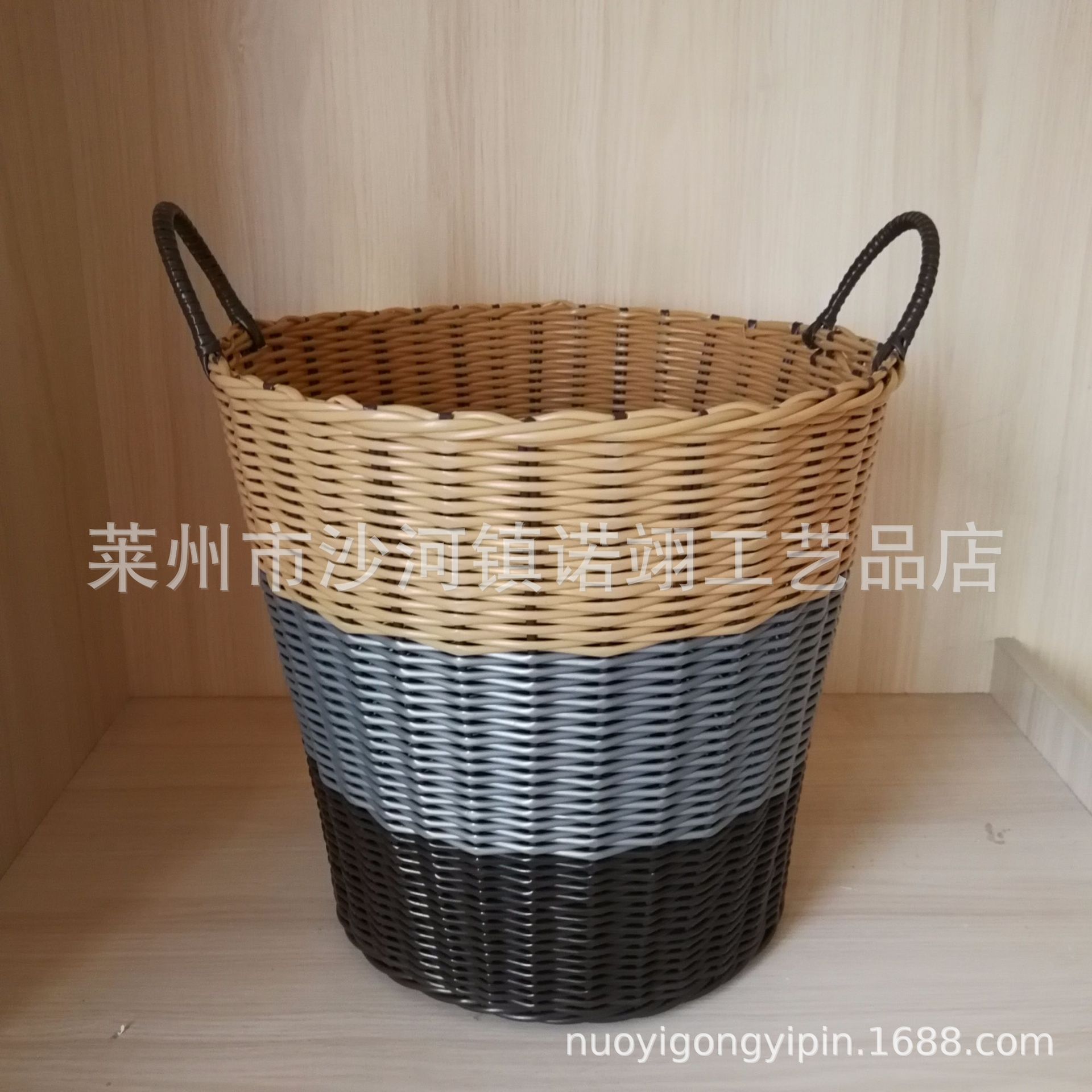 仿藤编织可水洗居家收纳篮