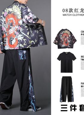 三件套装时尚夏季男士道袍汉服
