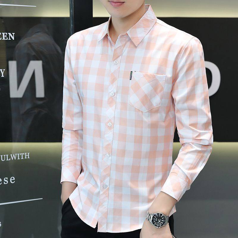 长袖男士衬衫男秋季韩版格子百搭潮流休闲衬衣青年男修身薄上衣12,男装,衬衫,淘宝优惠券,粉丝福利购,淘宝优惠卷