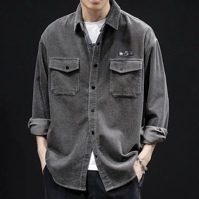 方领长袖高档高档灯芯绒外