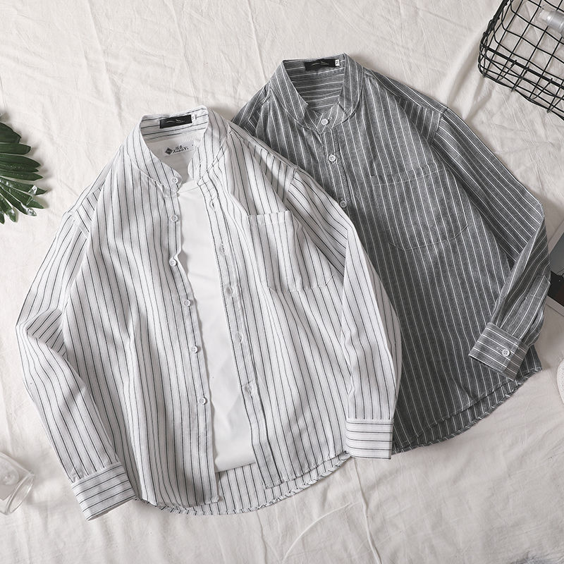 ins韩版潮流文艺原宿条纹衬衫