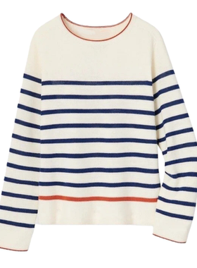 妞妞家春秋新品U+女士法式海洋风羊毛圆领3D无缝拼接针织衫8629