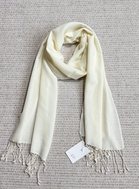 妞妞家秋季新品女士TH羊毛桑蚕丝简约百搭薄款针织流苏围巾8296