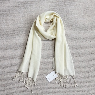 妞妞家秋季新品女士TH羊毛桑蚕丝简约百搭薄款针织流苏围巾8296