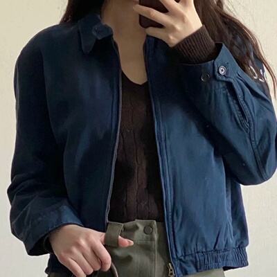 妞妞家秋季新品女士棉质复古工装短款老干部翻领百搭经典夹克9017