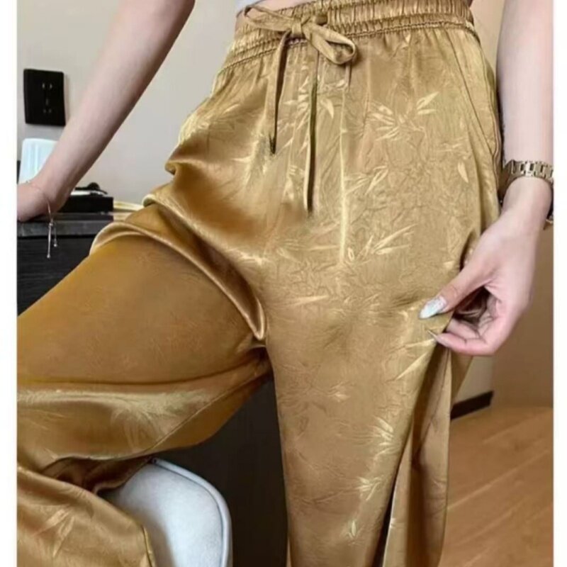 妞妞家春夏新品女士休闲百搭醋酸面料直筒休闲裤8446 - 妞妞外单出品