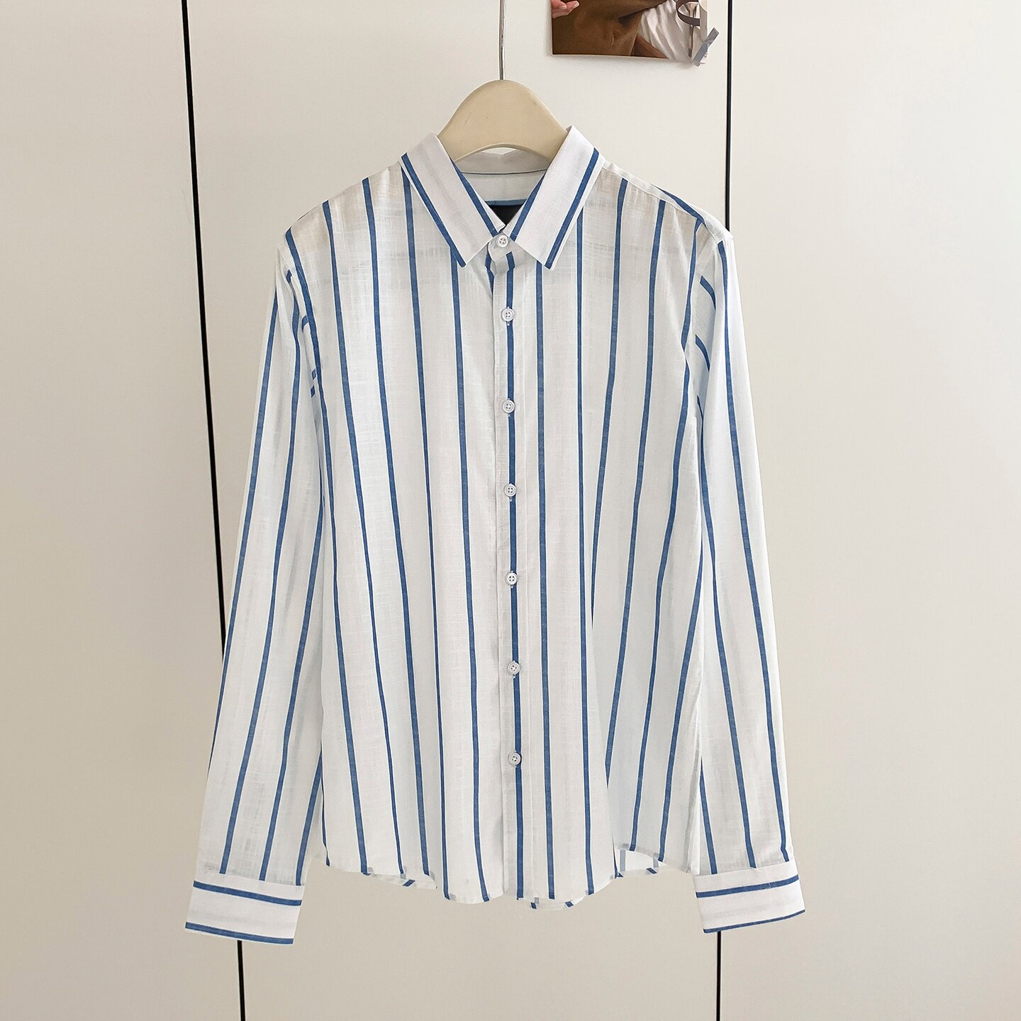 妞妞家春夏新品男女同款经典百搭老钱风棉质条纹海军风衬衫2259