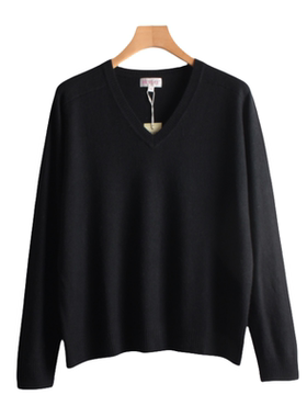 妞妞家秋季新品男士简约舒适V领羊毛羊绒长袖套头针织衫2240