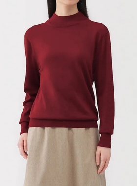 妞妞家秋冬新品TH男女同款半高领美利奴羊毛百搭套头针织衫8659