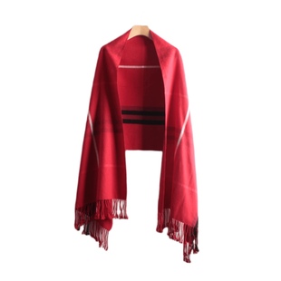 妞妞家秋冬款女士宽版流苏桑蚕丝简约条纹围巾披肩5555