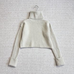 套头毛衣8595 长袖 妞妞家秋冬新品 女士简约舒适粗针厚实短款