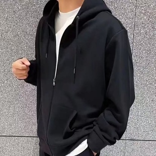 经典 男女同款 连帽拉链休闲百搭棉质纯色卫衣外套 新品 妞妞家秋季