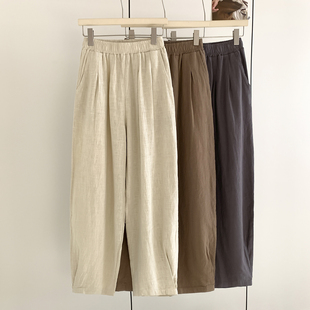 妞妞家春夏新品 3080 女士TH亚麻文艺砂炒宽松显瘦百搭舒适休闲裤