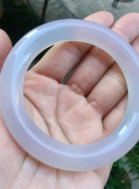 正品纯天然玛瑙手镯浅紫玉髓手镯53mm纯天然原色无优化实物图女款