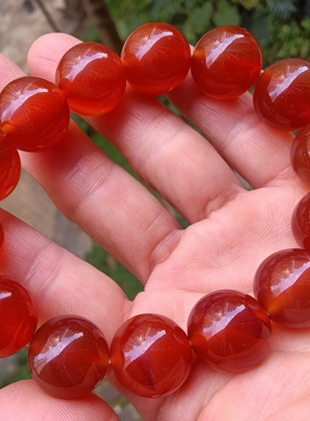 正品纯天然红玛瑙手串手链16mm，纯天然原色无优化.大红喜庆时尚