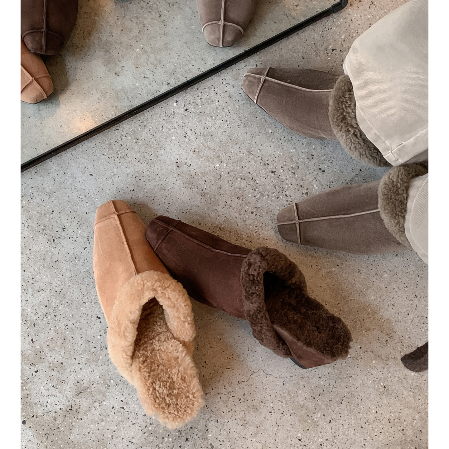 凹造型方头包头粗跟拖鞋~小众款