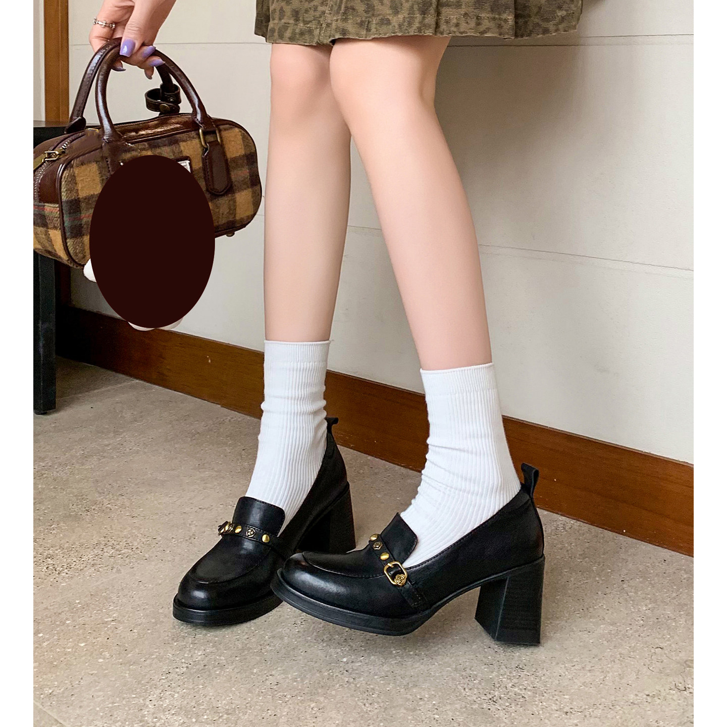 J 7.5厘米粗高跟浅口单鞋圆头 牛皮 里外真皮34-42,女鞋,棉鞋,淘宝优惠券,粉丝福利购,淘宝优惠卷