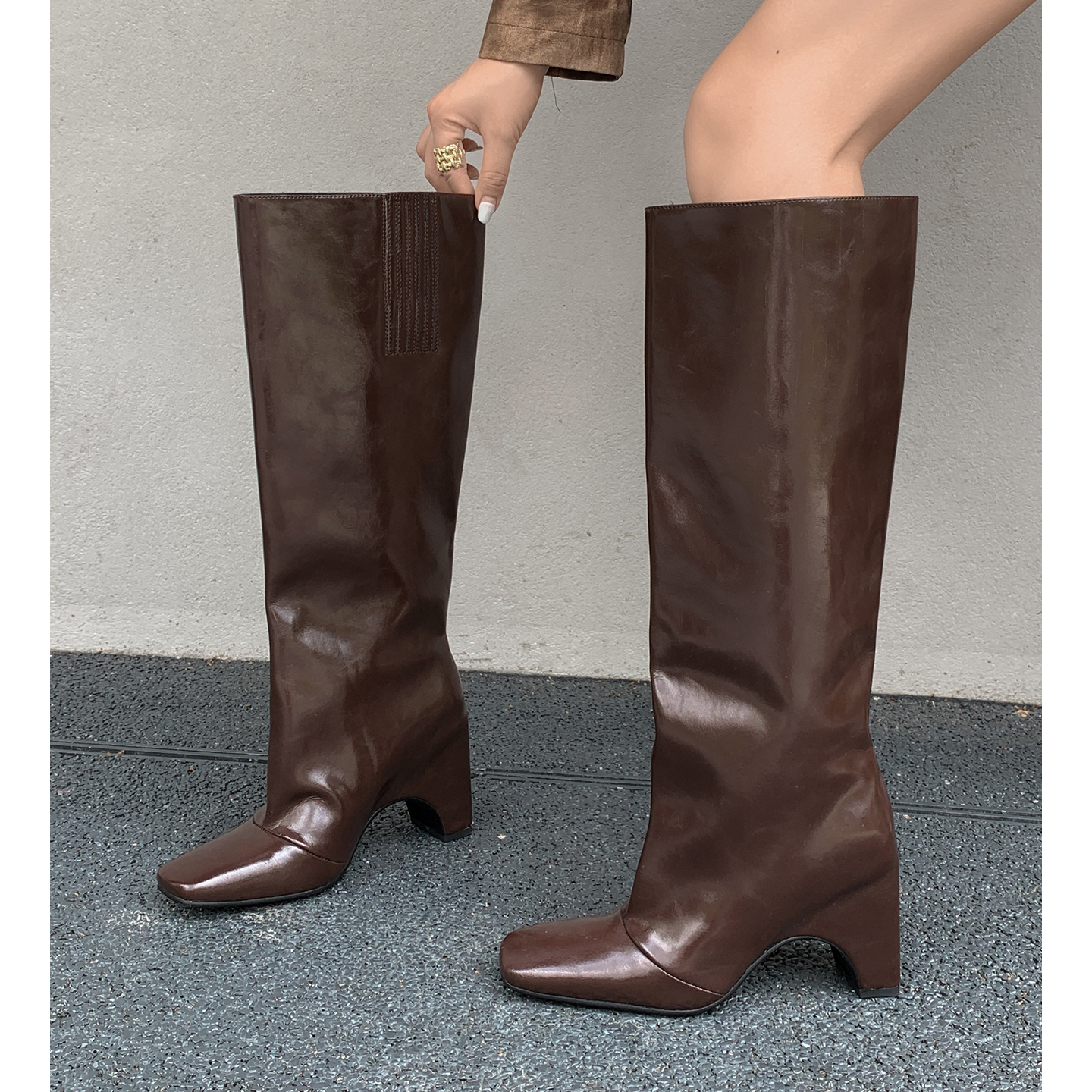 春秋单靴冬季加绒时尚裤管靴高筒