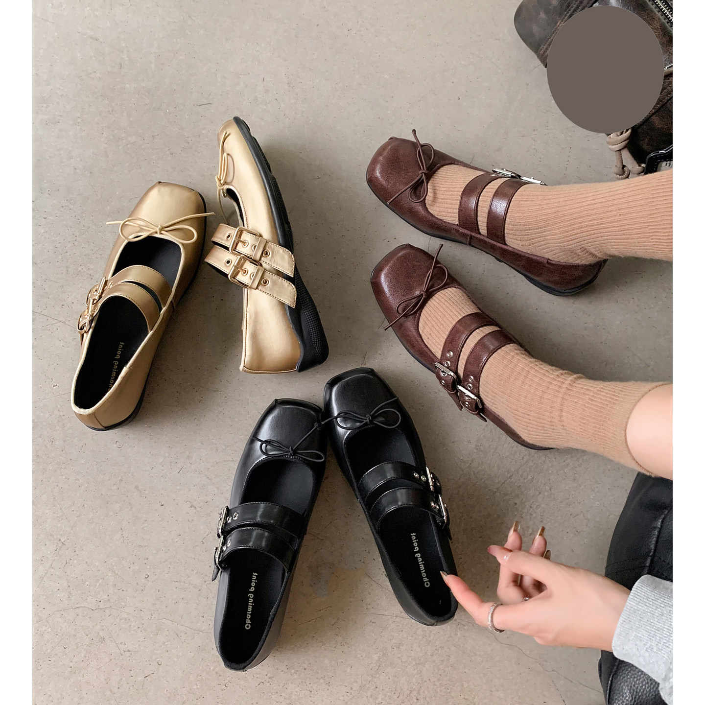 韩版复古学院搭扣百搭女鞋春夏简约棕色蝴蝶结甜美乐福鞋大码单鞋,女鞋,棉鞋,淘宝优惠券,粉丝福利购,淘宝优惠卷