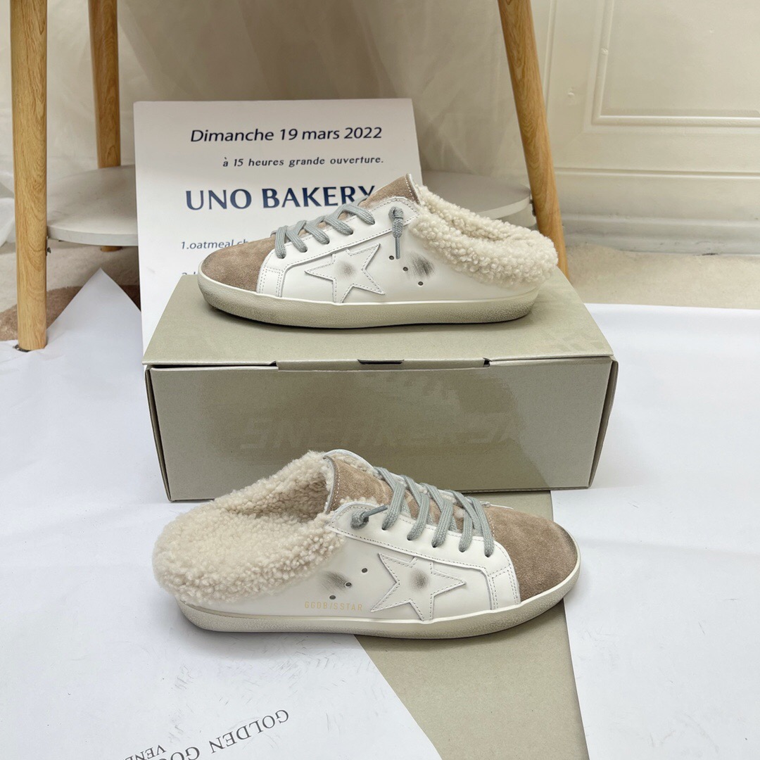 秋冬新款做旧星星小脏鞋女平底包头脏脏鞋真皮毛毛板鞋内增高休闲