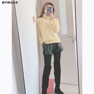 纯色加毛衣2026高领女春秋宽松雪尼尔针织衫仿水貂绒套头新款打底