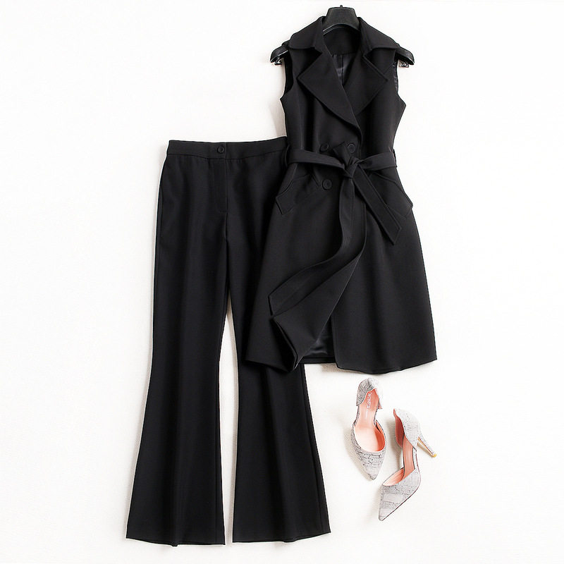 时尚套装女2018春新款气质长款修身西装马甲+休闲长裤两件套1443,女装/女士精品,时尚套装,淘宝优惠券,粉丝福利购,淘宝优惠卷