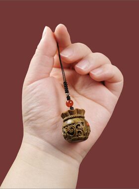 挂件绿手机链檀木文玩小挂饰香囊