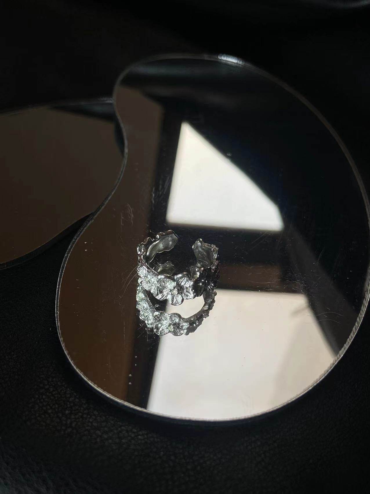 hunch project 原创设计暗黑重工小众925纯银开口节花卉戒指